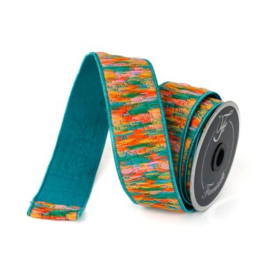 Farrisilk Ribbon | Teal Groovy Loom Ribbon, 2.5″ X 5Yd