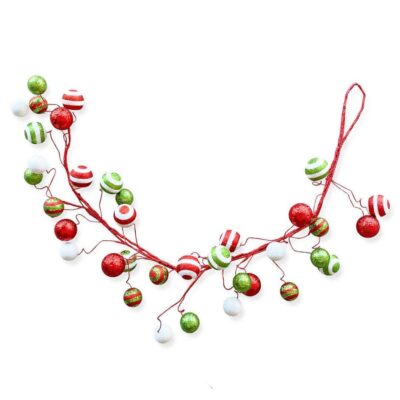 Craig Bachman Garlands | Glitter Ball Garland Red, Lime, And White, 5′