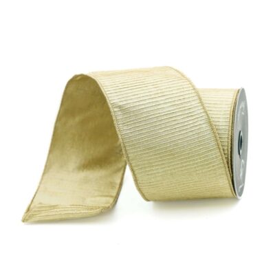 Farrisilk Ribbon | Gold Pleated Metallic Ribbon, 4″ X 10Yd