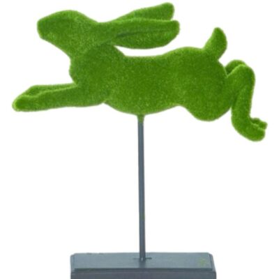 Transpac Focal Points | Resin Flocked Jumping Bunny