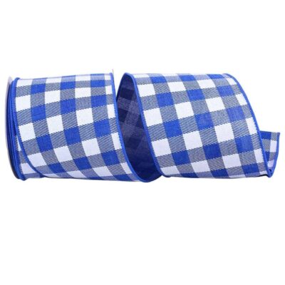 Reliant Ribbon Spring | Twill Check Royal Linen Ribbon, 4″ X 10Yd